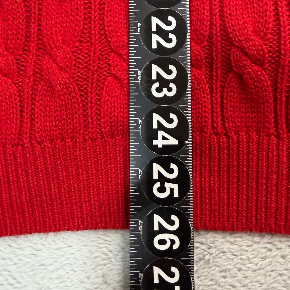 Ralph Lauren Cardigan Women Medium Oversized Fits XL Red Cable Knit Sweater - Picture 7 of 10